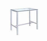 Coaster Tolbert Bar Table with Glass Top Chrome Model 104873